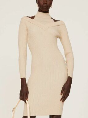Area Stars Knit Cut Out Turtleneck Dress